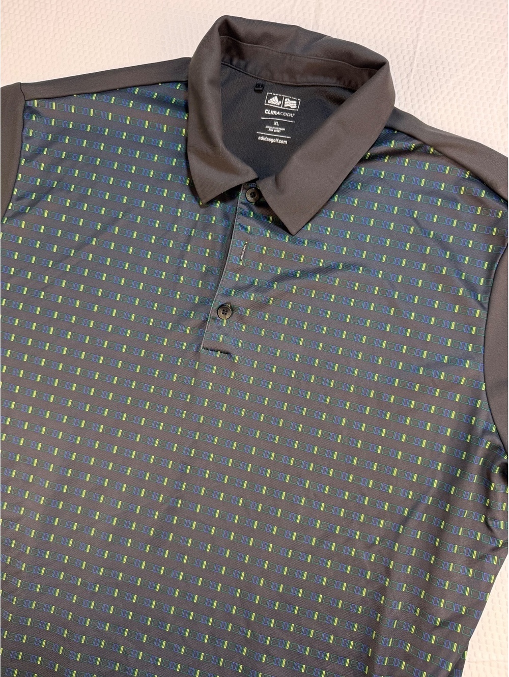Adidas Golf ClimaCool Polo Men XL Black Green Blue Geometric Performance Shirt